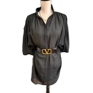 Vintage Women's Black Puff Sleeve Dress Tunic Style Size M Enar